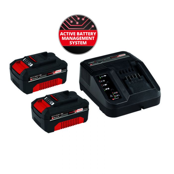 Kit Chargeur et 2 Batteries Einhell 18V 3A Lithium-Ion