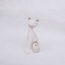 Statuette Chat Assis Blanc